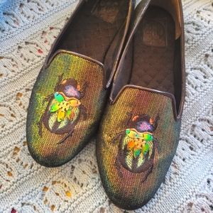 Tory Burch iridescent beetle loafers size 8